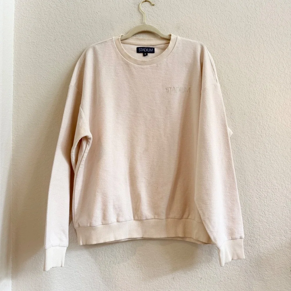 Stadium Goods Mens Cream Cotton Embroidered Logo Crewneck Sweatshirt Medium - Picture 3 of 13